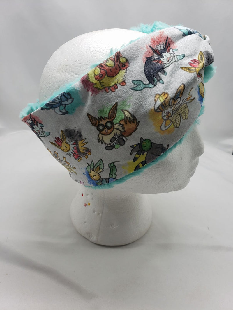 Load image into Gallery viewer, Ear Warmer | Twist Headband Cotton Lycra and Minky Adult OSFM Pokemon Eeveeluti
