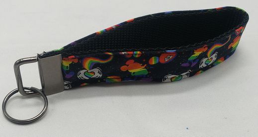 Load image into Gallery viewer, Rainbow mouse 5.5 inch wristlet keychain
