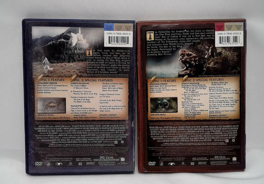 Lord Of The Rings 2 Disc Set Return of The King, The Two Towers Widescreen DVD's