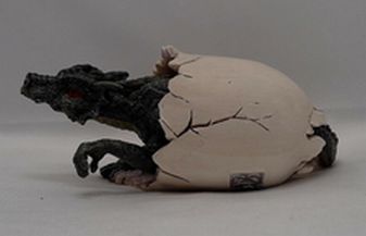 Load image into Gallery viewer, Red Eyes Baby Dragon Hatchling In Egg Statue Legends And Fantasy
