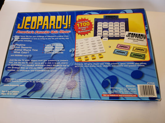 Jeopardy Board Game Pressman 2003 TV Game Show AS IS