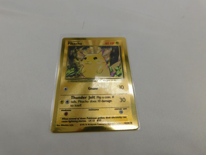 Load image into Gallery viewer, Pokemon Gold Metal Pikachu Card 58/102 Celebrations Ultra Premium Collection NM
