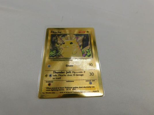 Pokemon Gold Metal Pikachu Card 58/102 Celebrations Ultra Premium Collection NM