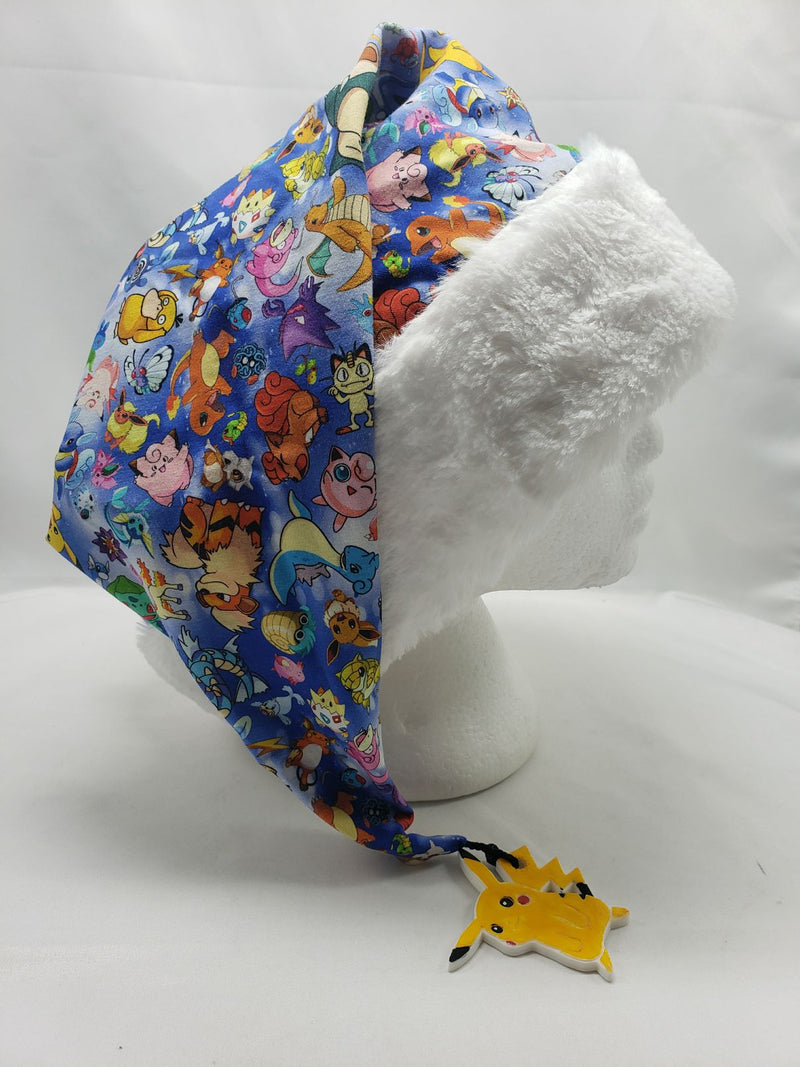 Load image into Gallery viewer, Deluxe Santa Hat Large fit Pokemon with Pikachu Charm
