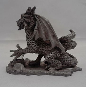 Load image into Gallery viewer, Pewter Dragon Figure Crystal Ball Sunglo 1990 Inscription on Bottom
