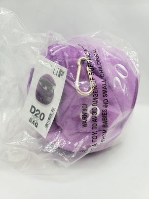 Ultra Pro D20 Plush Dice Bag PURPLE Zippered Center Pocket Holds up to 50 Dice