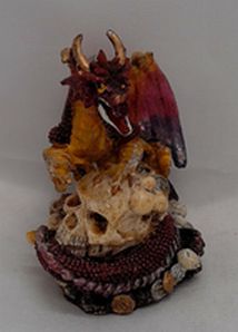 Dragon Stature Figures On Skull Home Decor Collectible 3.5