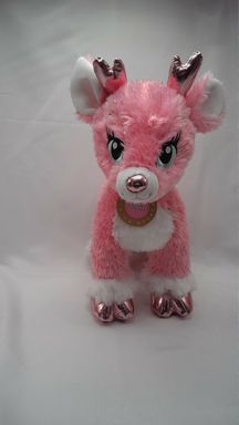 2016 Build A Bear Workshop Twinkle Reindeer Plush BABW 14" Pink Glitter Sparkle