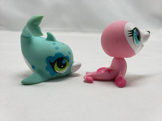 2011 HASBRO LITTLEST PET SHOP TOTALLY TALENTED SEAL #2686 & DOLPHIN #2687