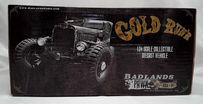 Load image into Gallery viewer, Badlands Pawn Gold Run&#39;r Die Cast Car 1:24 Scale Rat Rod Guns Gold Rock &amp; Roll
