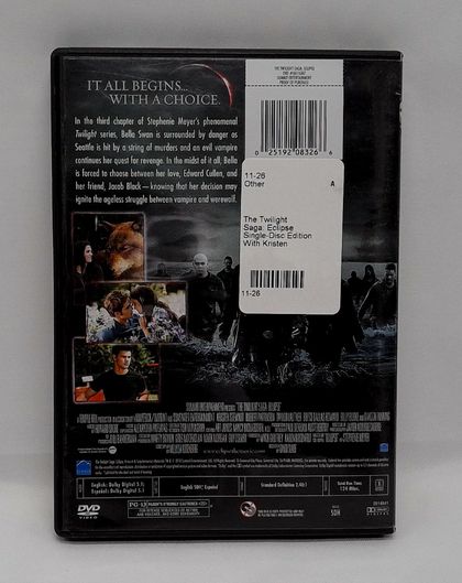 The Twilight Saga: Eclipse 2010 DVD Single Disc Edition