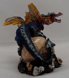 Load image into Gallery viewer, Dragon Stature Figures On Skull Home Decor Collectible 3.5&quot; x 3&quot; Blue
