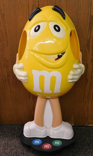 M&M's CHARACTER STORE DISPLAY BLUE ON CASTERS COOL PIECE
