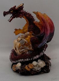 Load image into Gallery viewer, Dragon Stature Figures On Skull Home Decor Collectible 3.5&quot; x 3&quot; Purple
