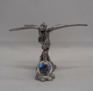 VTG Spoontiques Pewter Miniature Winged Dragon with Swarovski Crystal 1987