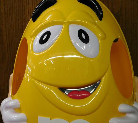 M&M's M&M Character Yellow Peanut Store bag Display 42" on wheels candy