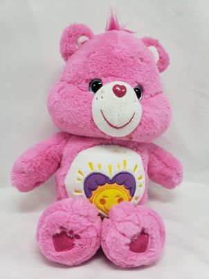 Load image into Gallery viewer, Care Bears Shine Bright Pink Stuffed Plush Jumbo 13&quot; Glitter Eyes &amp; Nose 2017
