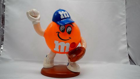 Load image into Gallery viewer, VTG 90&#39;s M&amp;M Orange Baseball Candy Dispenser 9&#39;&#39;x6&#39;&#39; (Pre-Owned/No Box)

