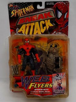 1997 Marvel Spider-Man Sneak Attack Web Flyers w/ Steel Spider Flyer Toy Biz