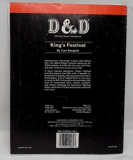 D&D Introductory Module Kings Festival Vintage 1989 #9260