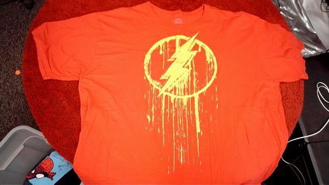 Load image into Gallery viewer, The Flash Gold Dripping Logo DC Comics Originals Shirt Size XXL Color Red
