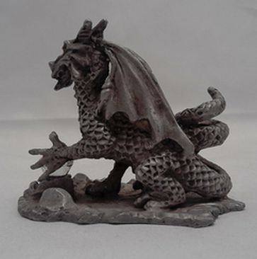 Pewter Dragon Figure Crystal Ball Sunglo 1990 Inscription on Bottom