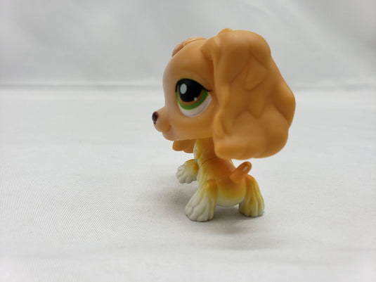 Littlest Pet Shop 79 Tan White Cocker Spaniel Dog Green Gold Eyes