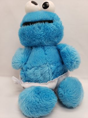 Load image into Gallery viewer, Vintage Hasbro Softies Sesame Street Baby Cookie Monster Plush Rattle 12”
