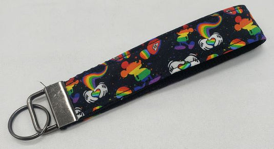 Rainbow mouse 5.5 inch wristlet keychain