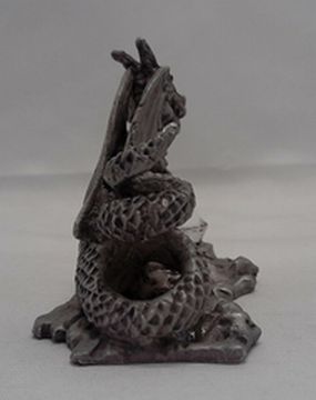 Load image into Gallery viewer, Pewter Dragon Figure Crystal Ball Sunglo 1990 Inscription on Bottom
