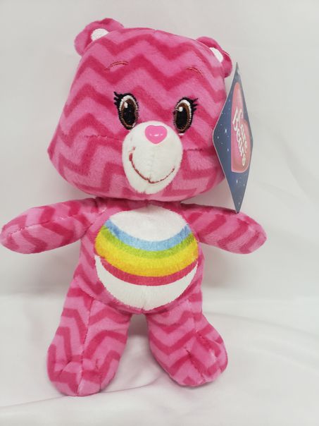 Load image into Gallery viewer, 8&quot; Care Bears Stuffed Plush Cheer Bear Pink Chevron Zig Zag - Kelly Toy 2017
