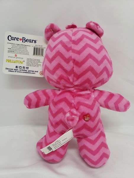 Load image into Gallery viewer, 8&quot; Care Bears Stuffed Plush Cheer Bear Pink Chevron Zig Zag - Kelly Toy 2017
