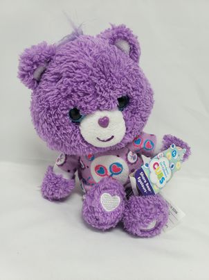 Load image into Gallery viewer, 2017 Care Bear Cubs Share purple plush pajamas glitter eyes stuffed animal toy
