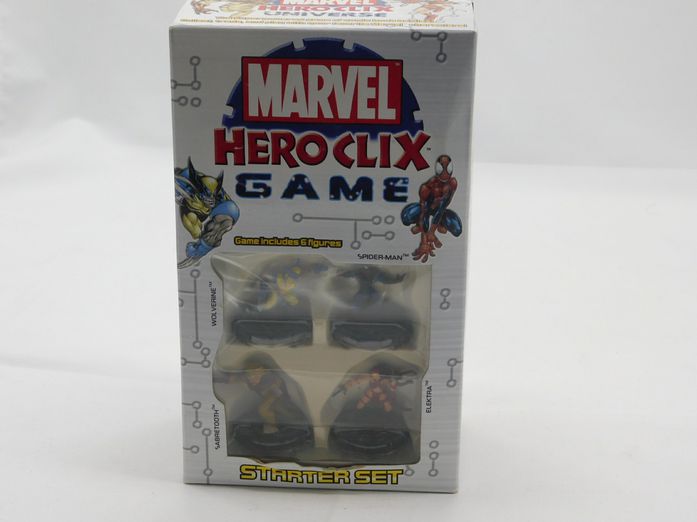 Load image into Gallery viewer, HEROCLIX GAME MARVEL STARTER SET 6 FIGURES 2 New Spider-Man Wolverine
