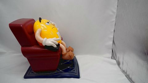 M&M Candy Dispenser Yellow In Recliner  “Couch Potato”  1999 (Pre-Owned/No Box)