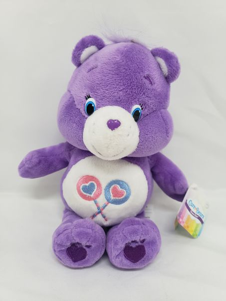 Load image into Gallery viewer, Care Bears Share Bear Purple Lollipops Small Plush Stuffed Animal Toy 8” 2017
