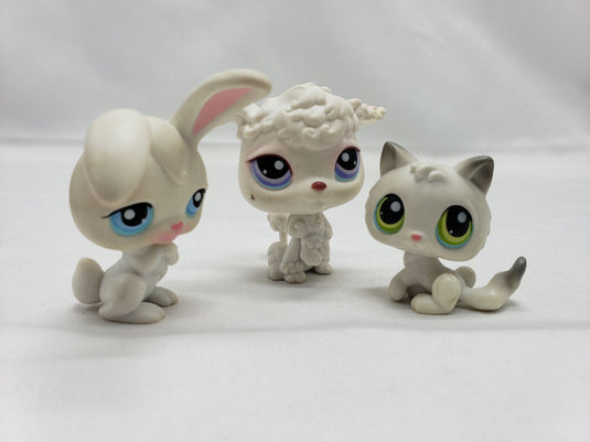 2004 Littlest Pet Shop Fancy Friends Pack LPS #99 Bunny #100 Kitten #101 Poodle