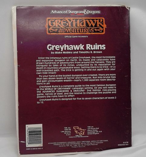 Advanced D&D 2nd Edition Greyhawk Adventures Greyhawk Ruins 1990 #9292