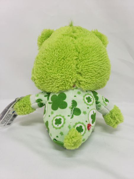 Load image into Gallery viewer, Rare FUZZY Lime Green Care Bears 8&quot; Beans Plush Good Luck Sparkle Eyes Big Head
