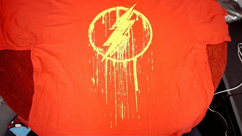 Load image into Gallery viewer, The Flash Gold Dripping Logo DC Comics Originals Shirt Size XXL Color Red
