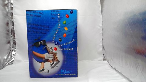 Load image into Gallery viewer, Vintage M&amp;M&#39;s Blue Cafe Blue Character Dispenser Saxophone Limited Edition NEW
