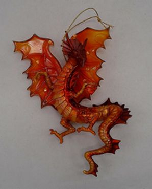 Load image into Gallery viewer, Ashton Drake Galleries Dragons of The Crystal Cave Sunset Ornament Red
