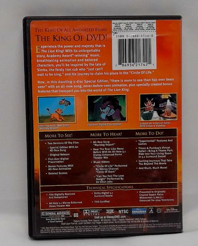The Lion King 2003 DVD 2 Disc Set Platinum Edition
